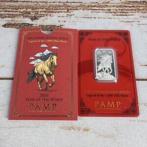 Lunar Legends 2026 Year of the Horse 10g Silver Bar Sealed in PAMP Sealed Assay